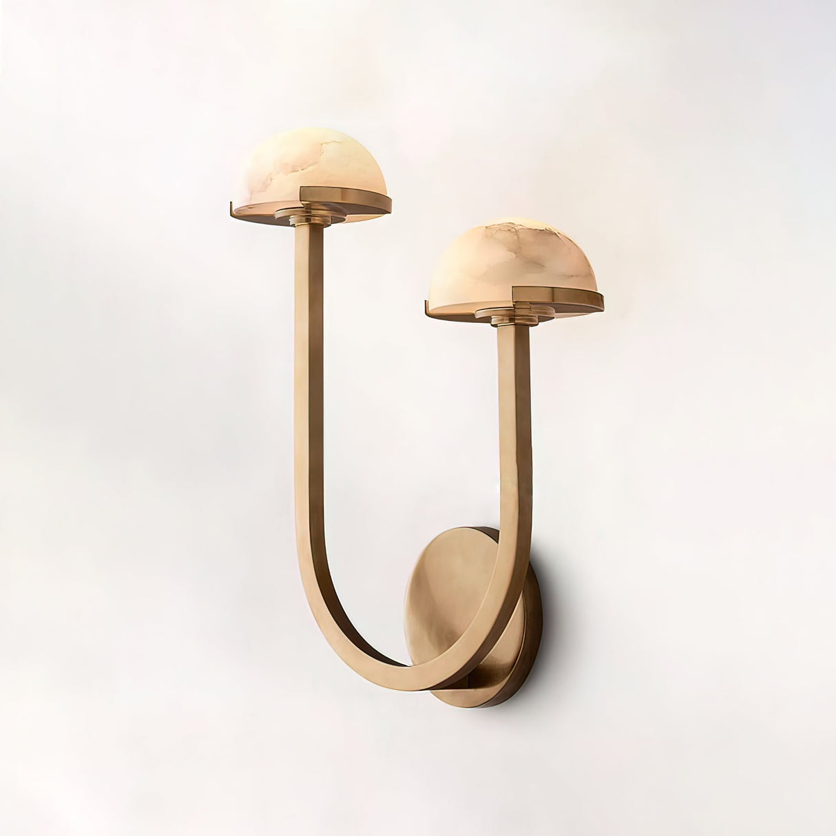 Modern Mushroom Wall Light Brass and Alabaster Dual Sconce - Product detail 10