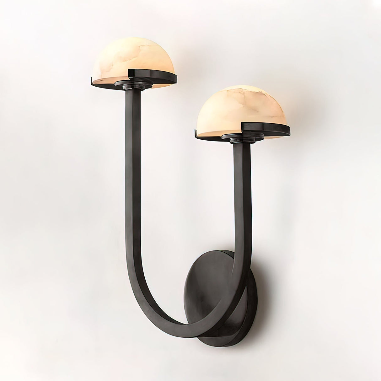 Modern Mushroom Wall Light Brass and Alabaster Dual Sconce - Product detail 11
