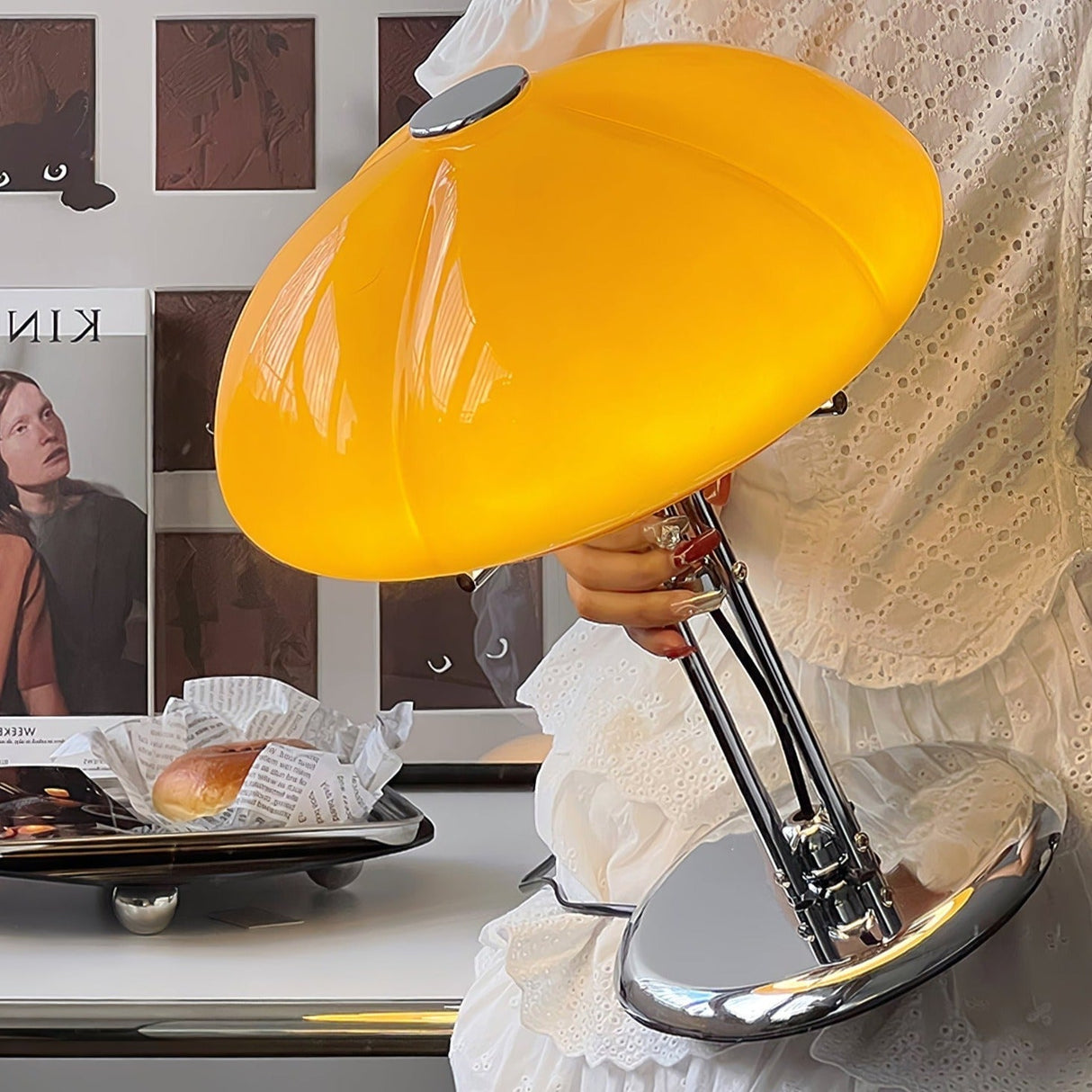 Bauhaus Table Lamp Amber Glass Dome Shade - Product detail 54