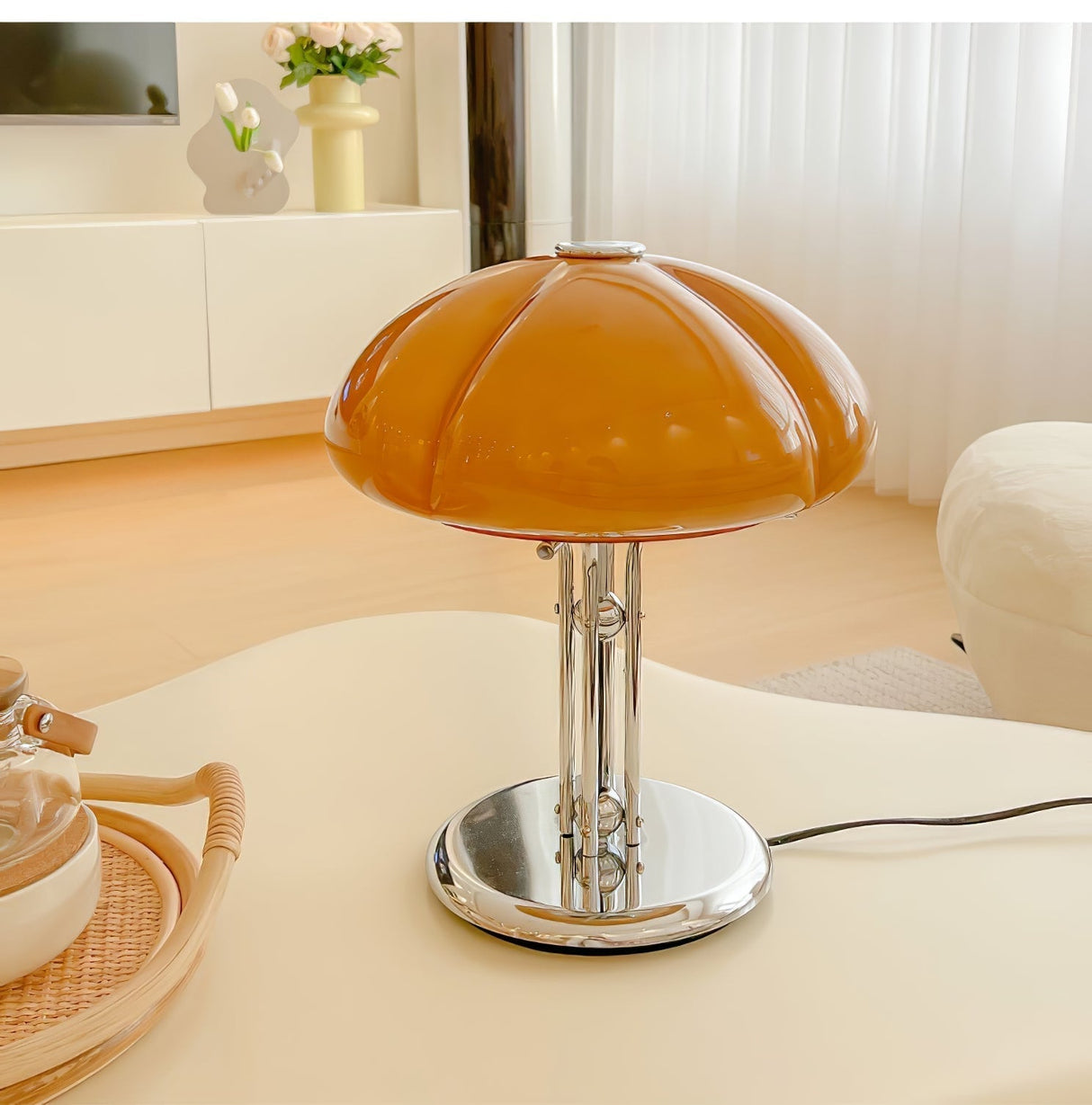 Bauhaus Table Lamp Amber Glass Dome Shade - Product detail 44