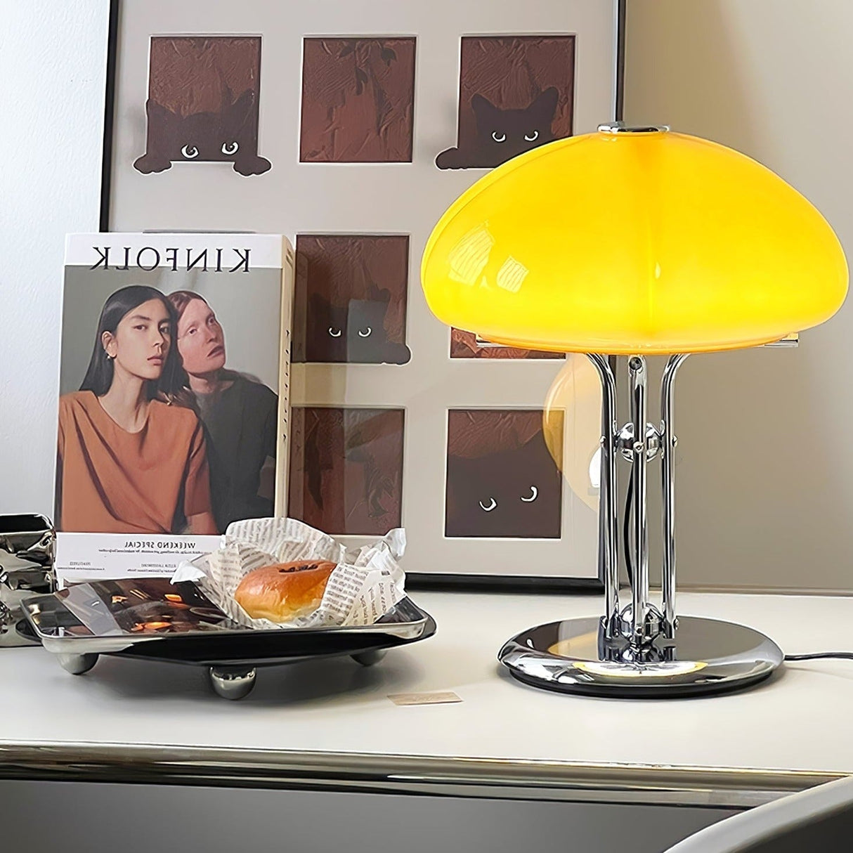 Bauhaus Table Lamp Amber Glass Dome Shade - Product detail 59
