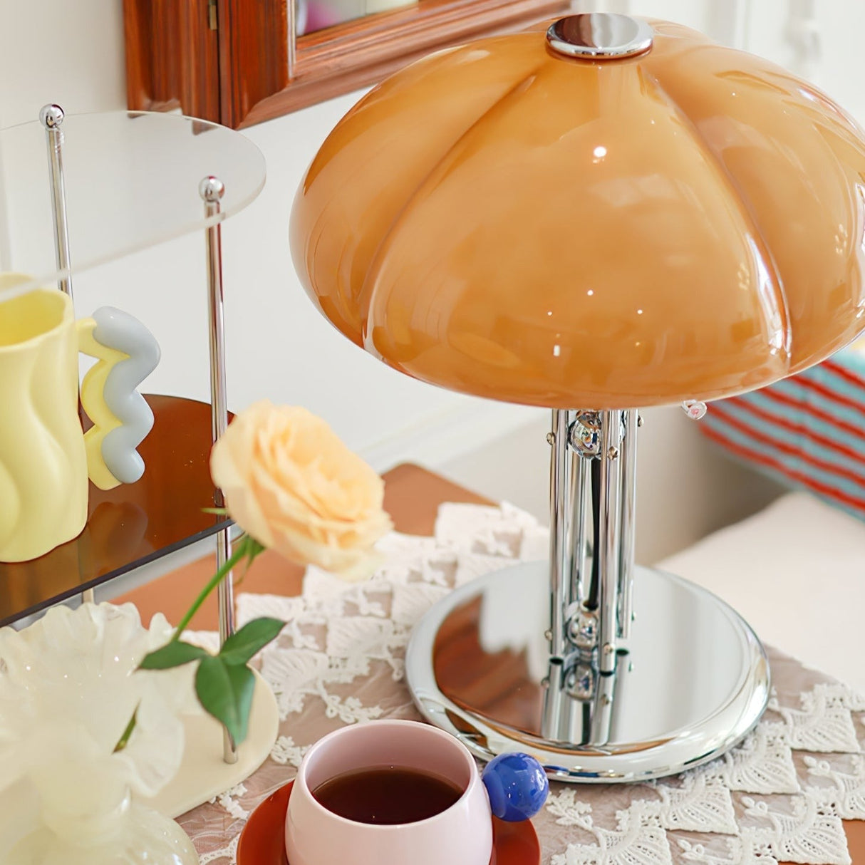 Bauhaus Table Lamp Amber Glass Dome Shade - Product detail 51