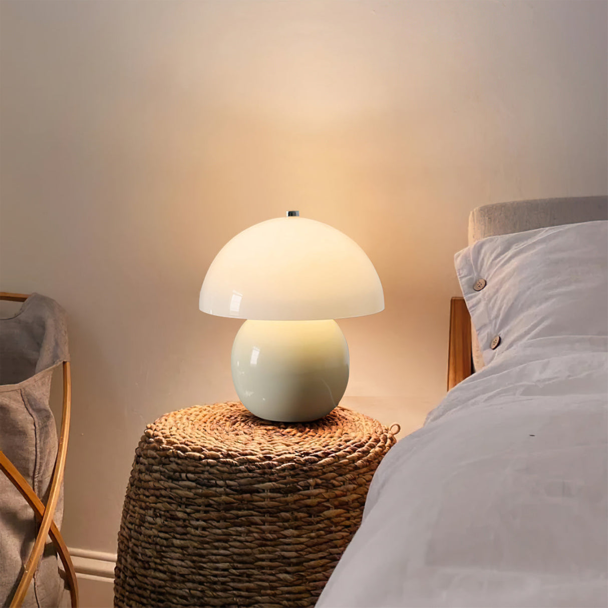 Retro Mushroom Table Lamp Ceramic Orange Dome Design - Product detail 7