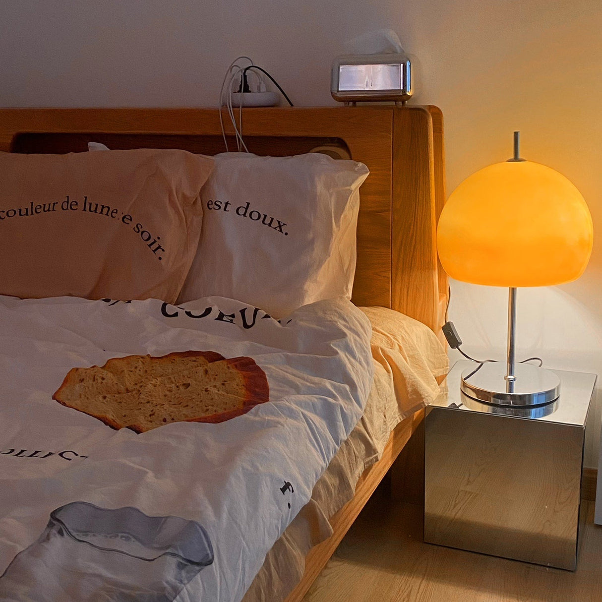 Retro Table Lamp Amber Glass Dome Shade - Product example