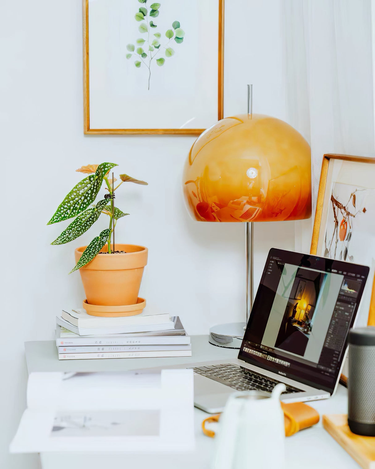 Retro Table Lamp Amber Glass Dome Shade - Product detail 26