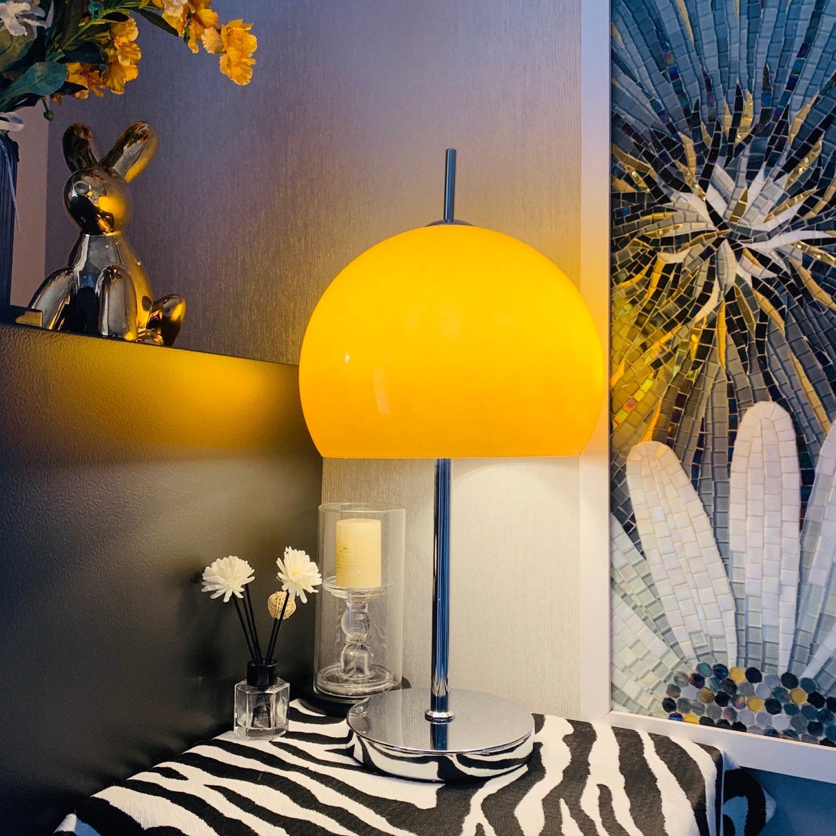 Retro Table Lamp Amber Glass Dome Shade - Product detail 28