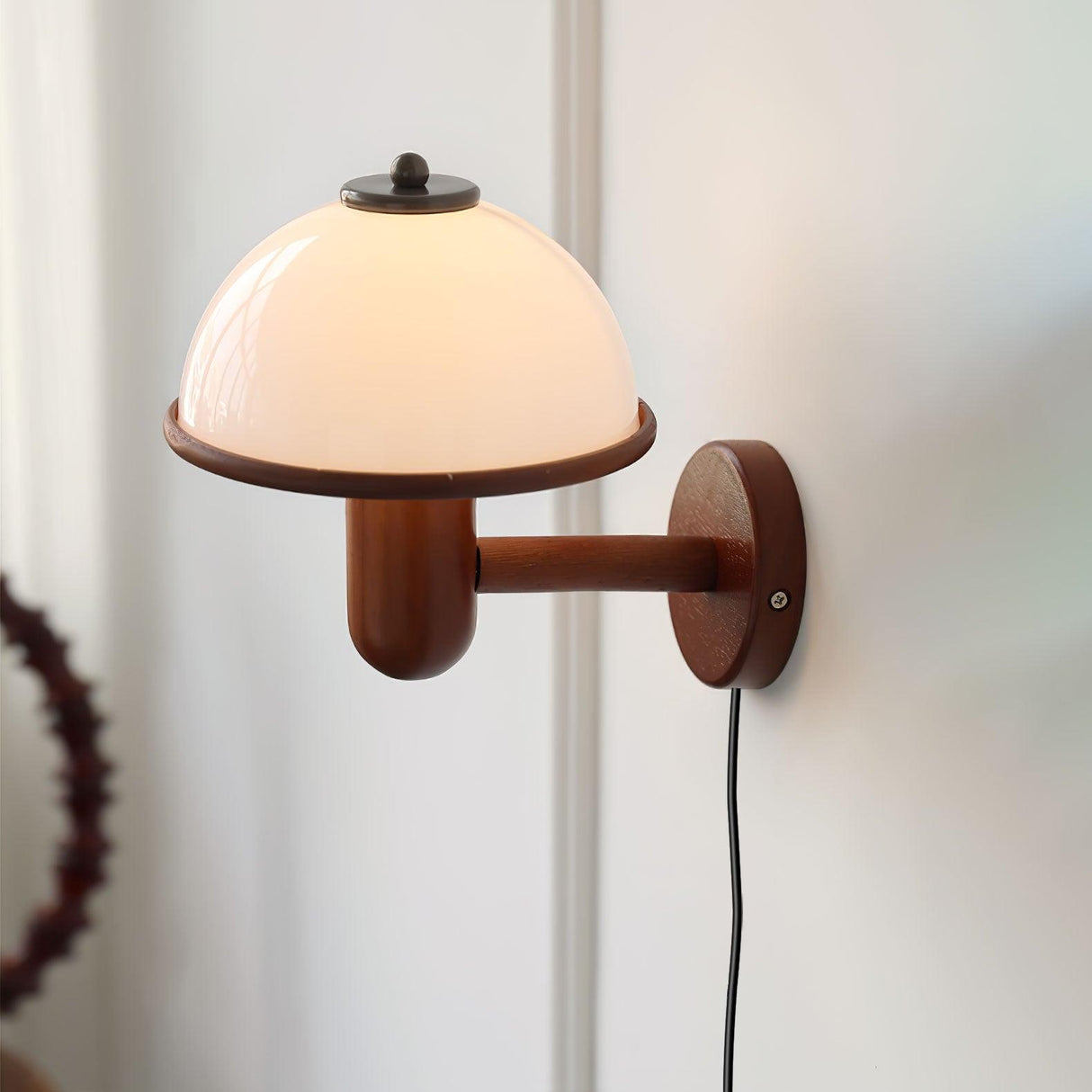 Modern Wood Wall Lamp Oak Dome Shade Design - Product detail 5