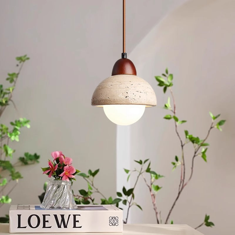 Modern Stone Pendant Light Mushroom Dome Design - Product showcase