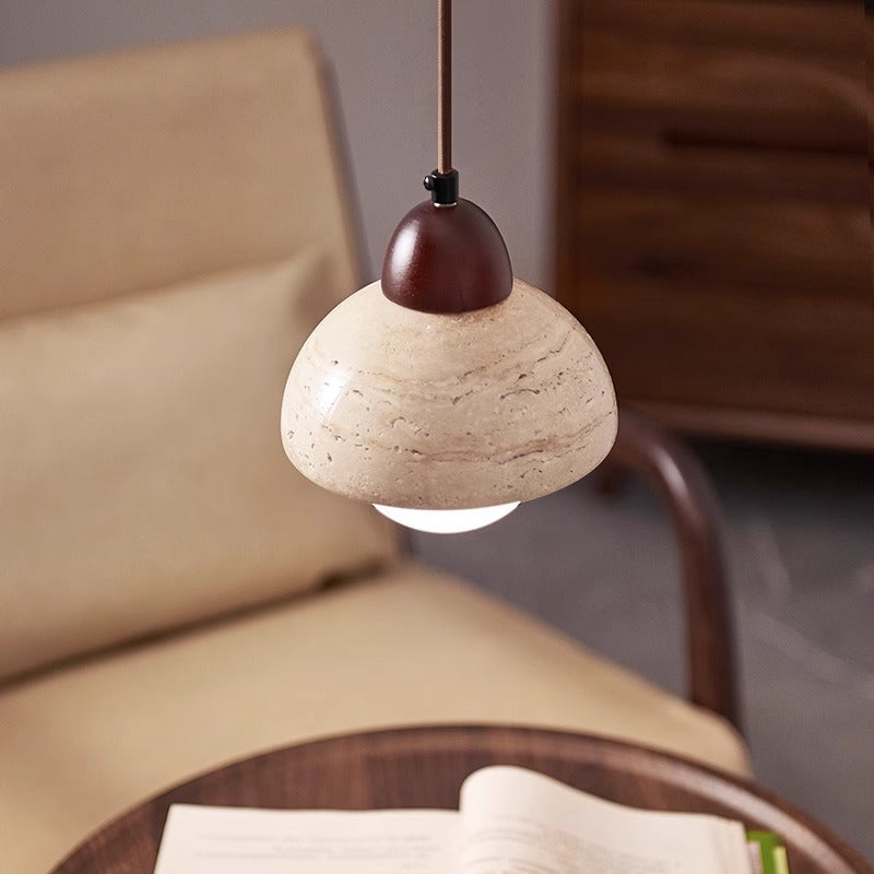 Modern Stone Pendant Light Mushroom Dome Design - Detailed view