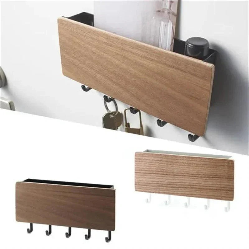 Wall Key Holder Bamboo Wood 5-Hook Organizer - Product detail 6
