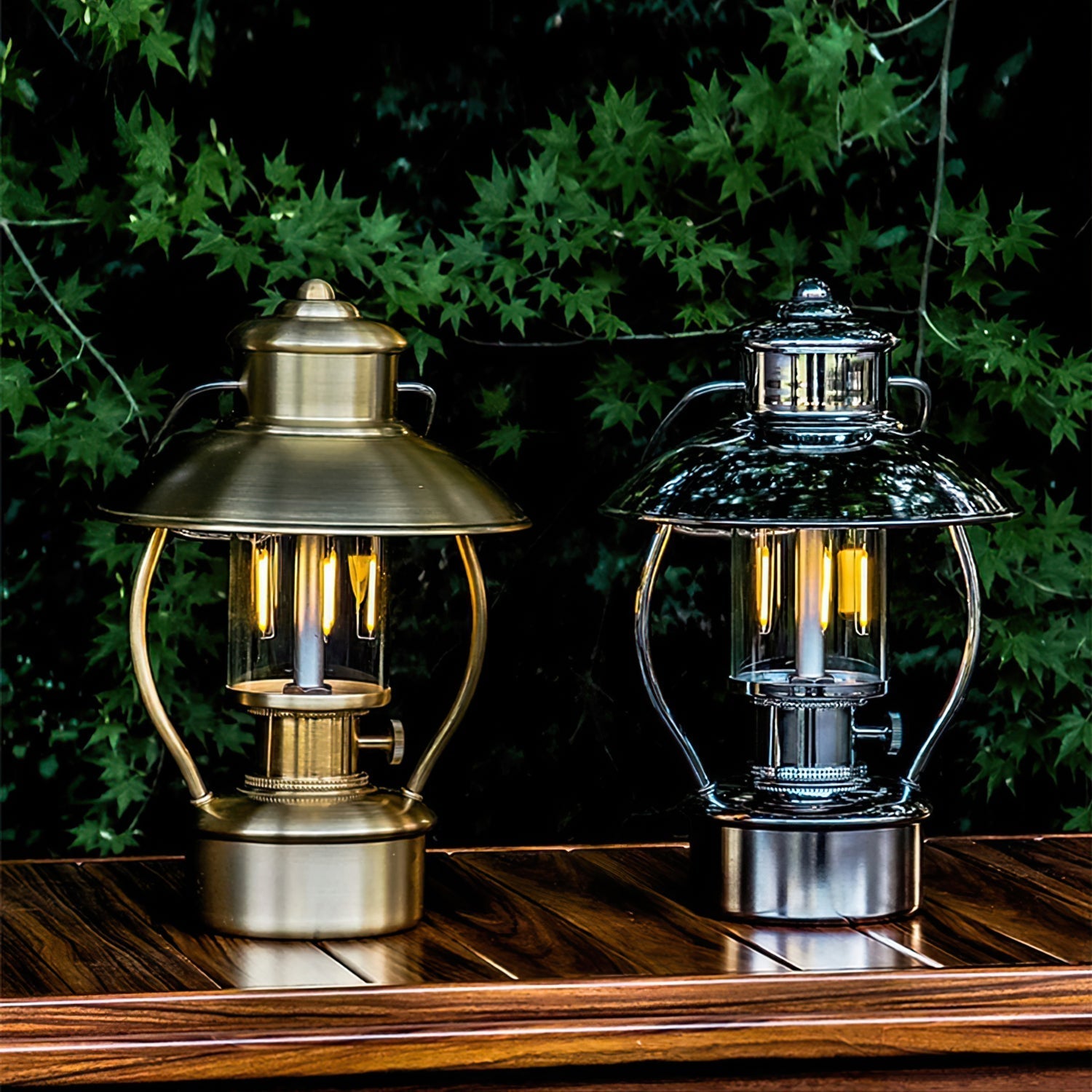 Outdoor LED Lantern  Black Iron Battery Powered Table Lamp - Product detail 5