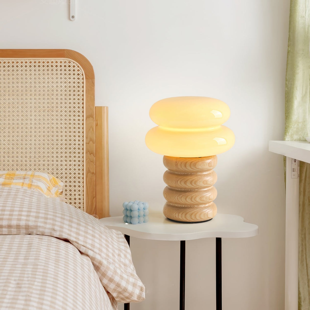 Modern Table Lamp Ash Wood Base with Glass Shade - Product detail 13