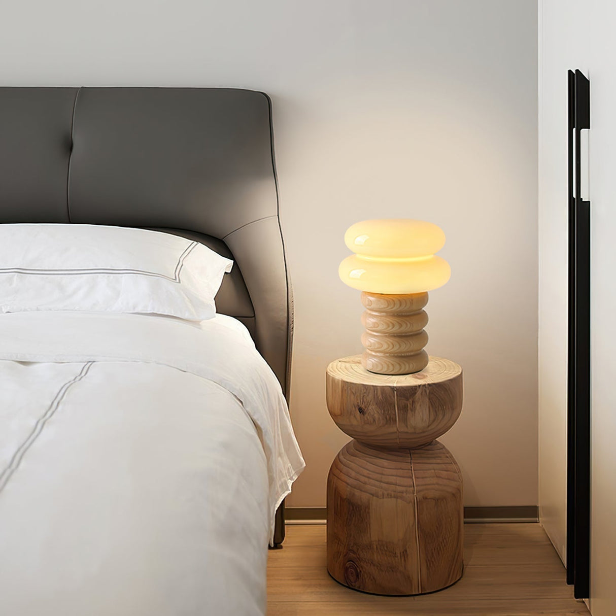 Modern Table Lamp Ash Wood Base with Glass Shade - Product detail 20