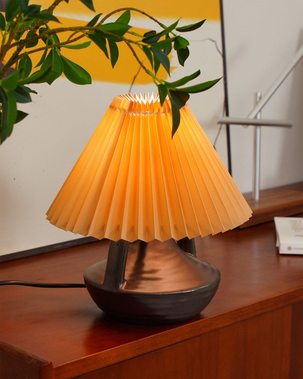 Ceramic Table Lamp Pleated Shade Brown Base - Product detail 8
