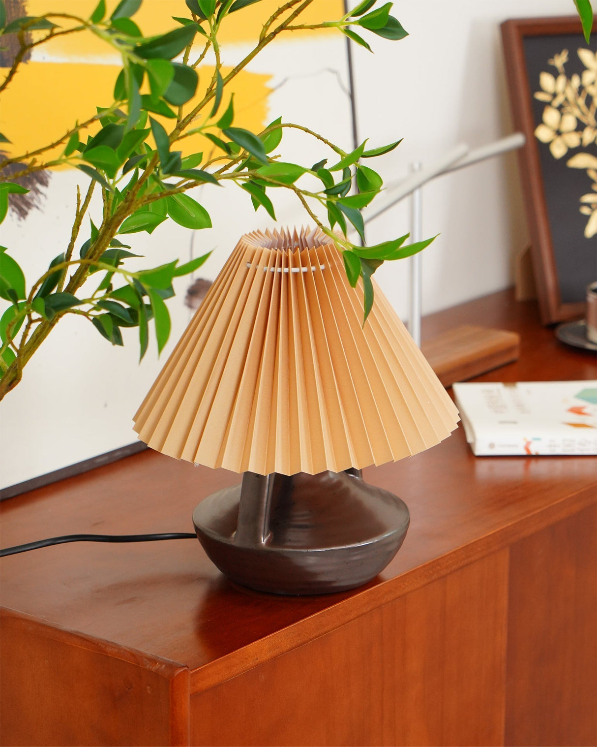 Ceramic Table Lamp Pleated Shade Brown Base - Product detail 16