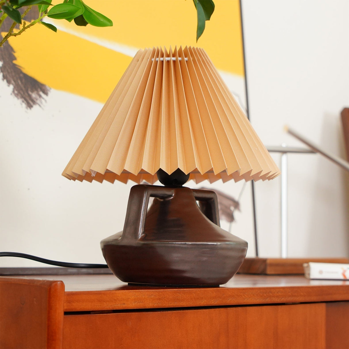Ceramic Table Lamp Pleated Shade Brown Base - Product detail 7