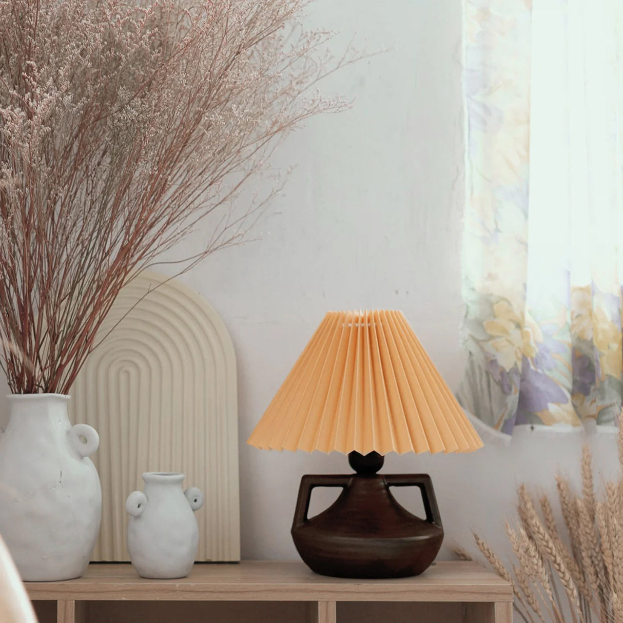Ceramic Table Lamp Pleated Shade Brown Base - Product detail 15