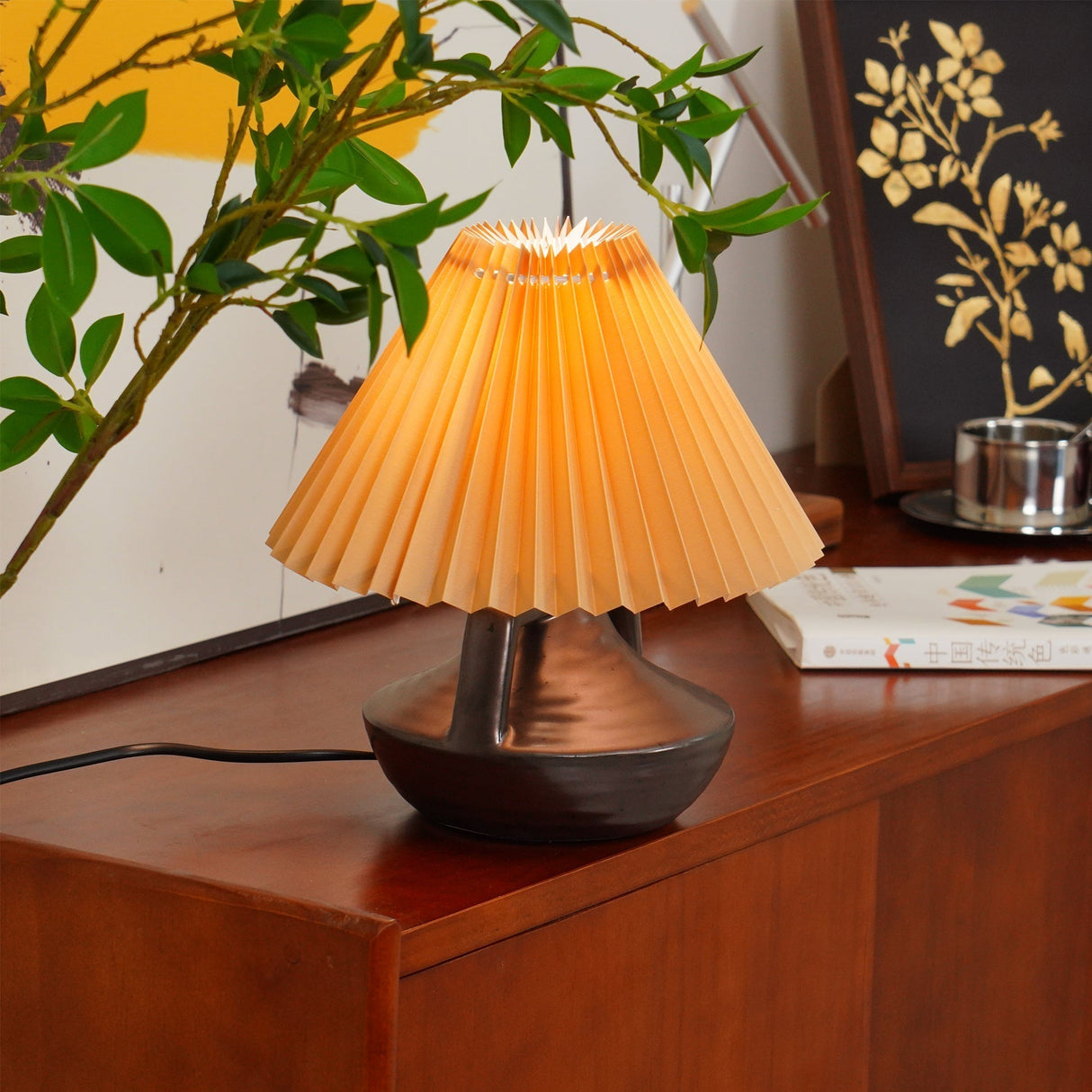 Ceramic Table Lamp Pleated Shade Brown Base - Product detail 13
