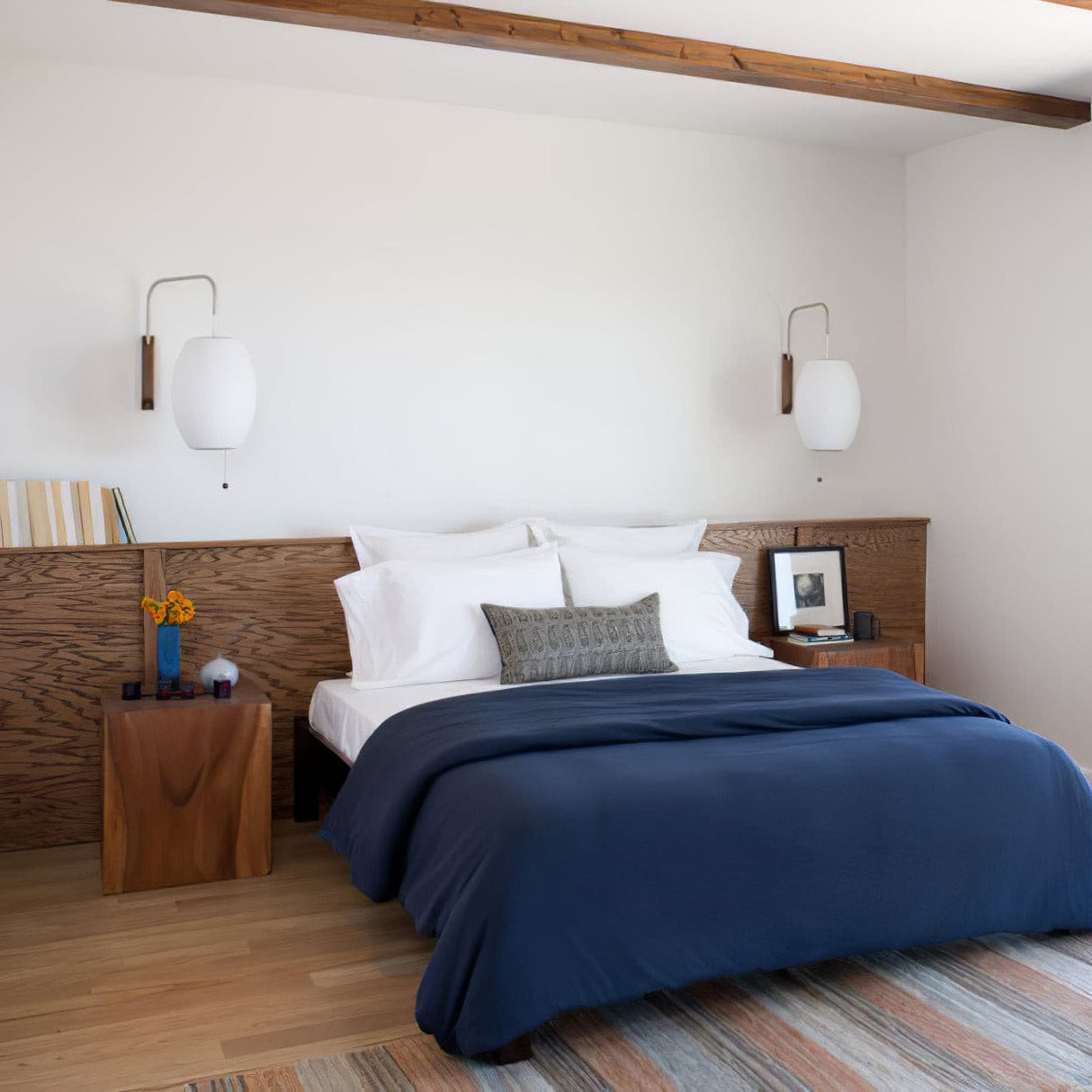 Modern Wall Sconce Rice Paper Shade with Teak Handle - Product detail 15