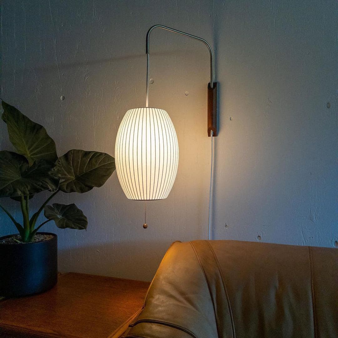 Modern Wall Sconce Rice Paper Shade with Teak Handle - Product example