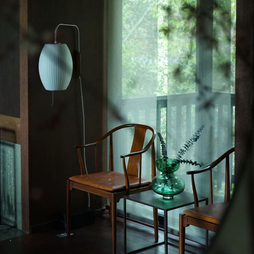 Modern Wall Sconce Rice Paper Shade with Teak Handle - Product detail 18