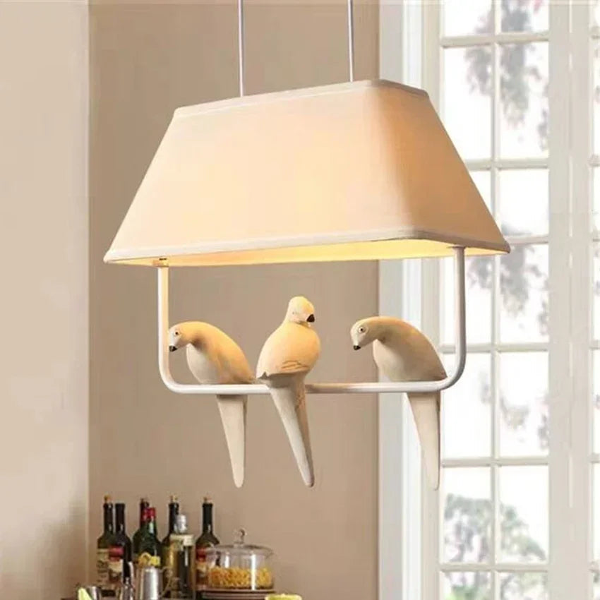 Rattan Pendant Light Bird Cage Design with Decorative Bird - Product example