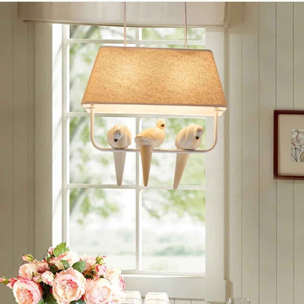 Rattan Pendant Light Bird Cage Design with Decorative Bird - Product detail 4