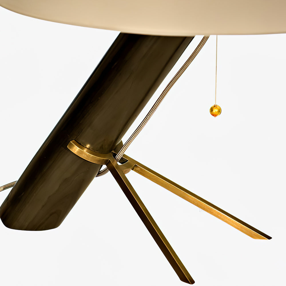 Modern Table Lamp Dark Wood Base Golden Accents - Product detail 5