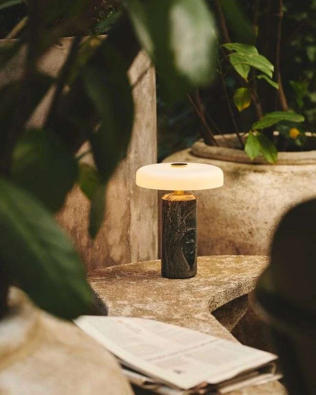 Modern Marble Table Lamp White Glass Dome Shade - Product detail 14