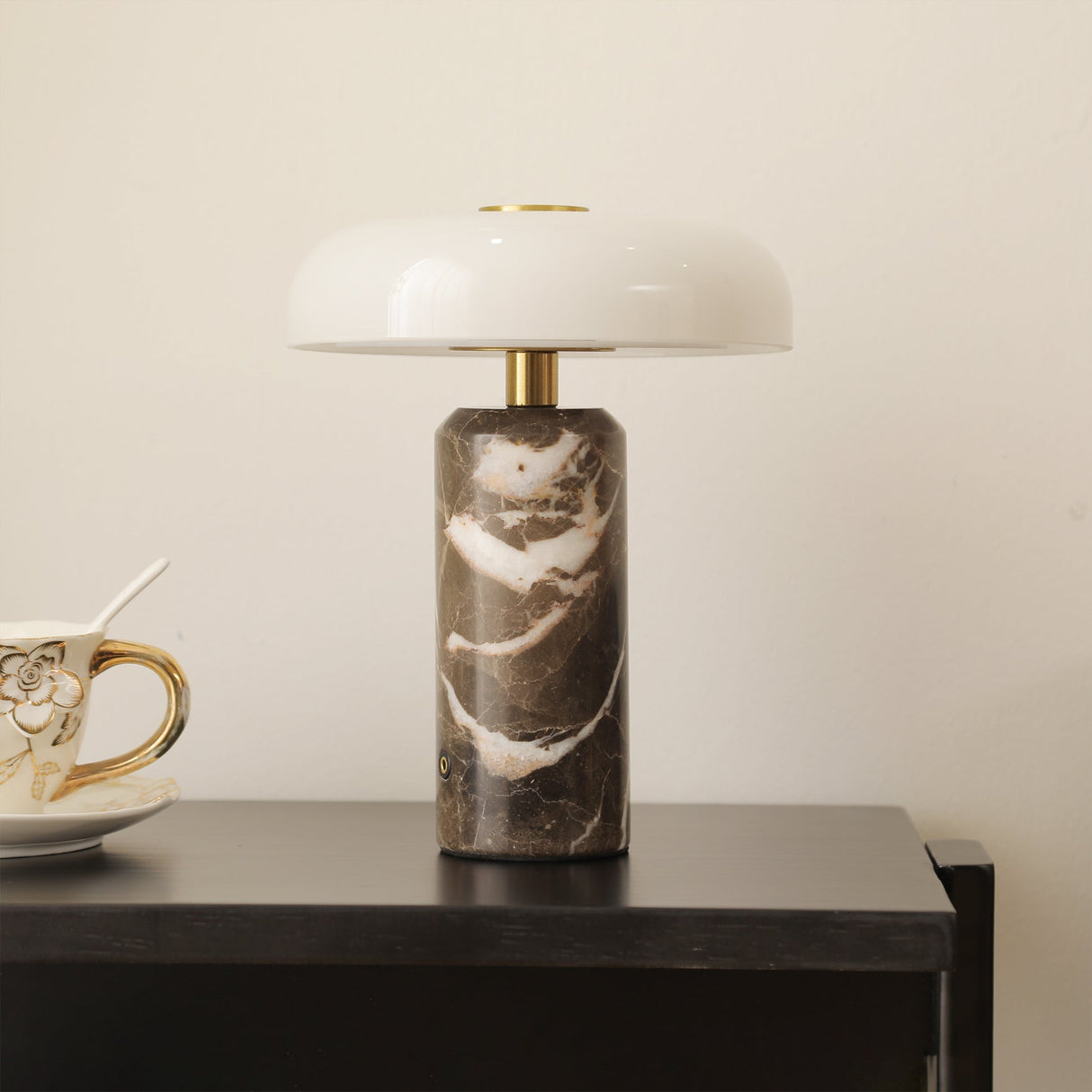 Modern Marble Table Lamp White Glass Dome Shade - Product detail 5