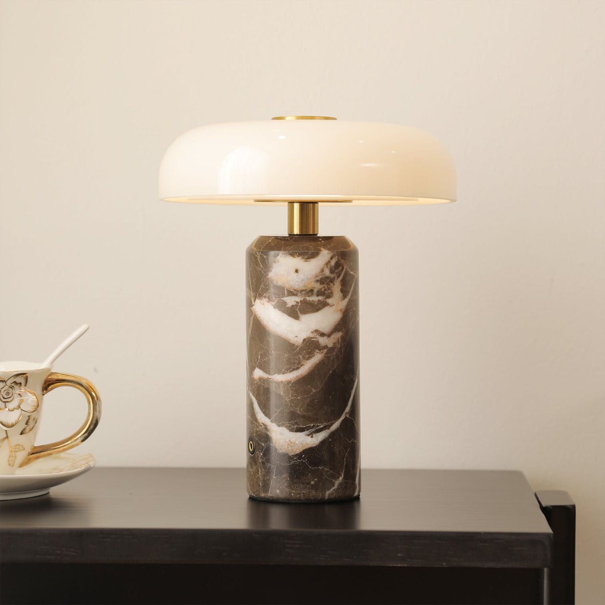 Modern Marble Table Lamp White Glass Dome Shade - Product detail 6