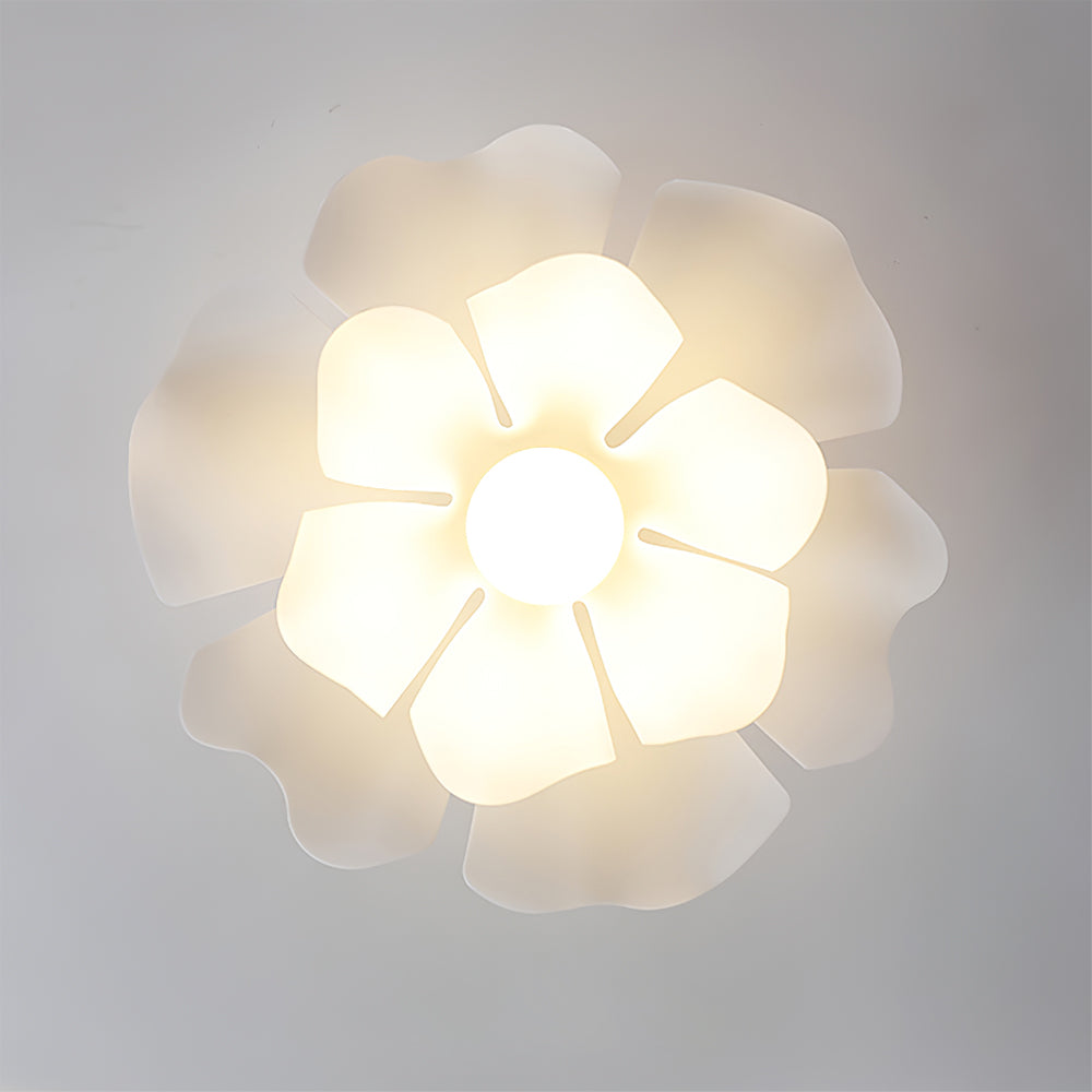 Floral Ceiling Light White Acrylic Petal Design - Detailed view