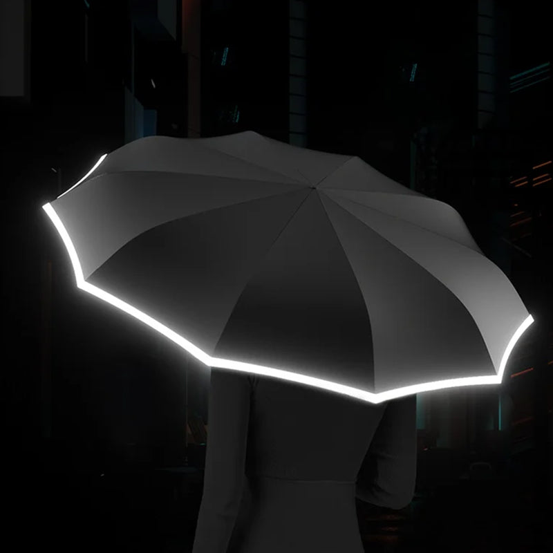 Compact Travel Umbrella Windproof Folding Design with Safety Reflectors - Product example
