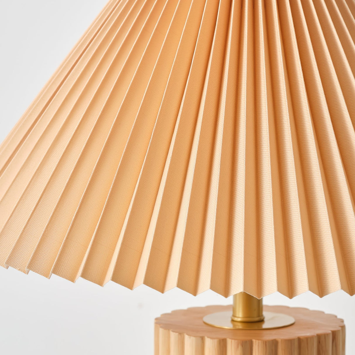 Scandinavian Table Lamp Pleated Shade Wood Base - Product detail 7