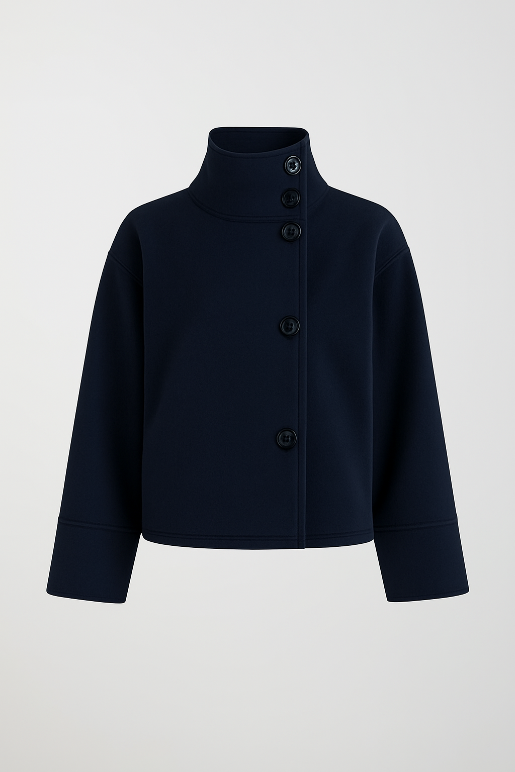 Womens Short Wool Coat Stand Collar Button Closure - Product detail 10