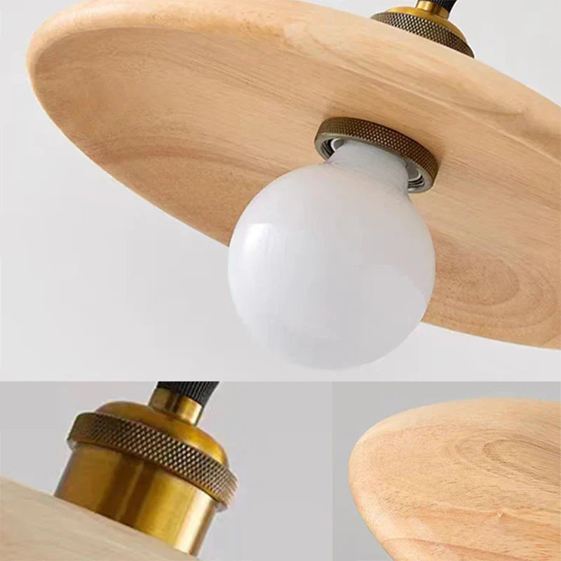 Nordic Wood Pendant Light  Natural Oak Disc Shade - Product detail 5