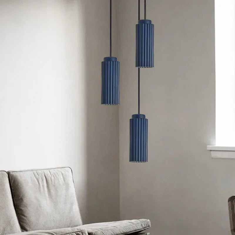 Modern Pendant Light Fluted Glass Cylinder Design - Product detail 6