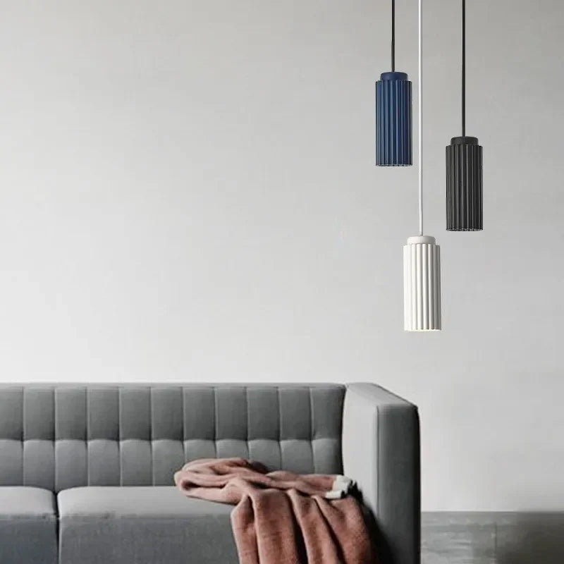 Modern Pendant Light Fluted Glass Cylinder Design - Product showcase