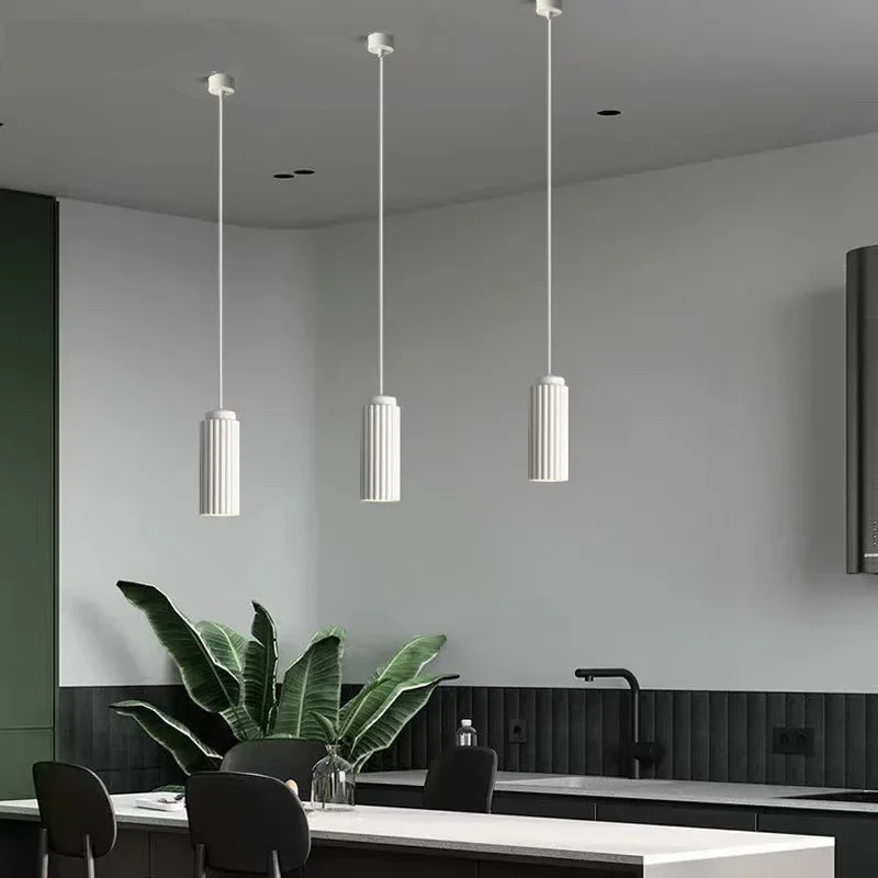 Modern Pendant Light Fluted Glass Cylinder Design - Product example