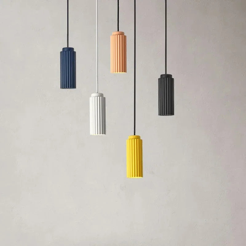 Modern Pendant Light Fluted Glass Cylinder Design - Product detail 4