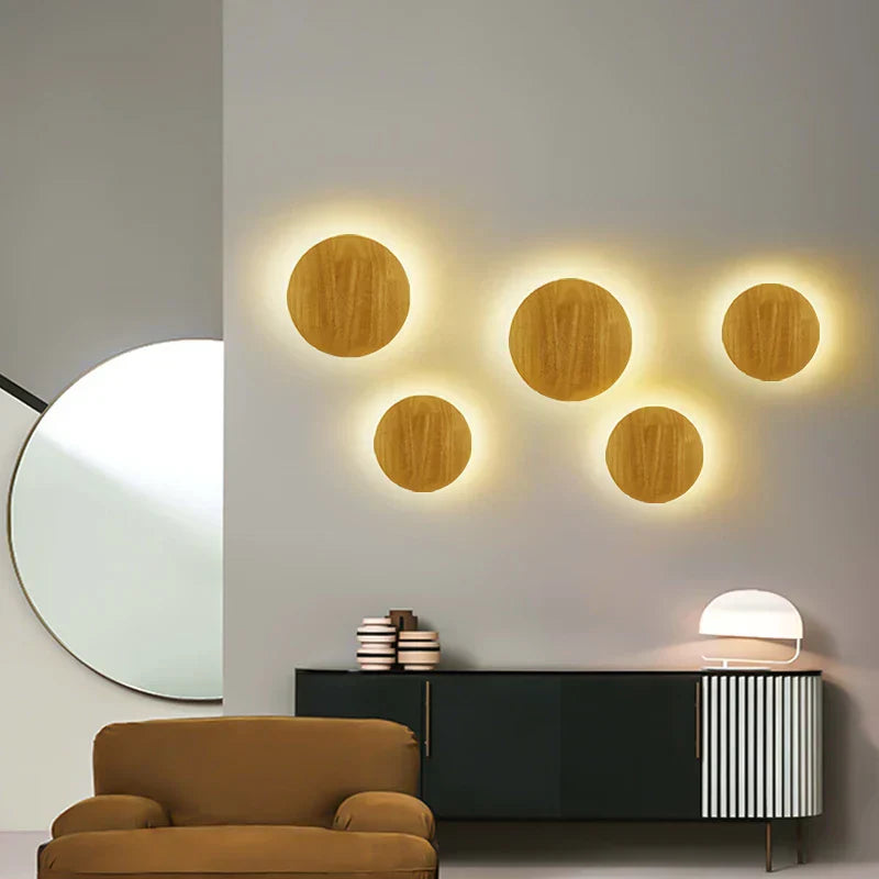 Scandinavian Wall Sconce Natural Wood LED Design - Detailed view