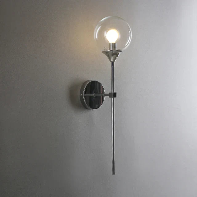 Modern Glass Wall Light Brass Stem Globe Design - Product detail 5