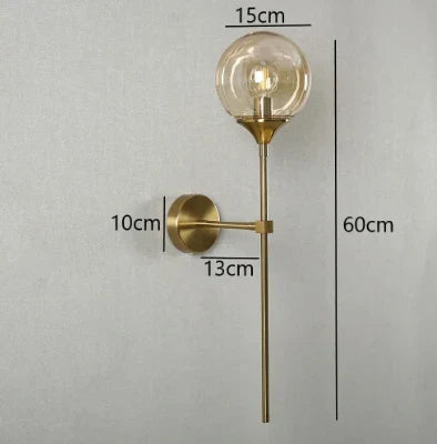 Modern Glass Wall Light Brass Stem Globe Design - Product detail 4