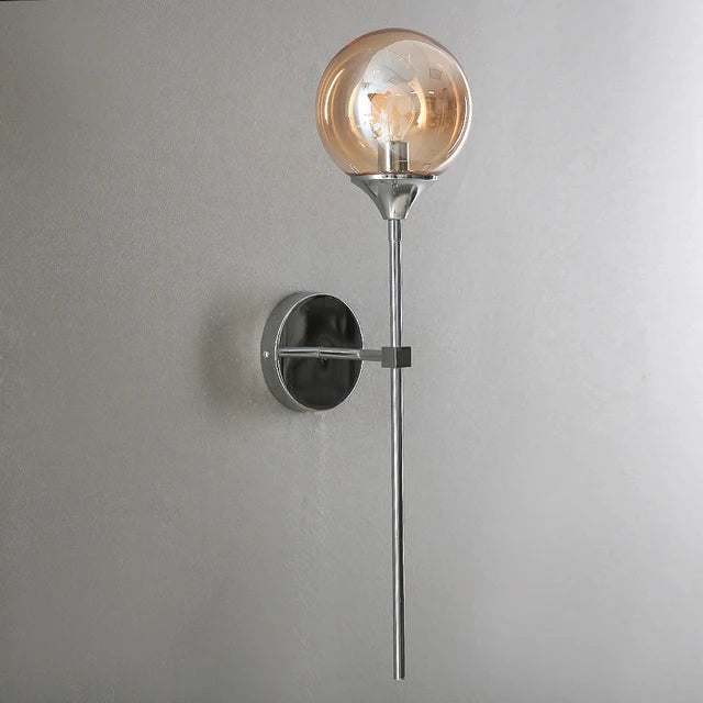 Modern Glass Wall Light Brass Stem Globe Design - Product detail 6