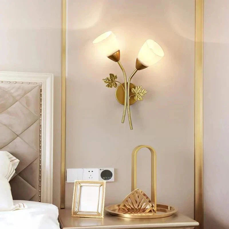 Botanical Wall Light Gold Leaf Design LED Sconce - Product example