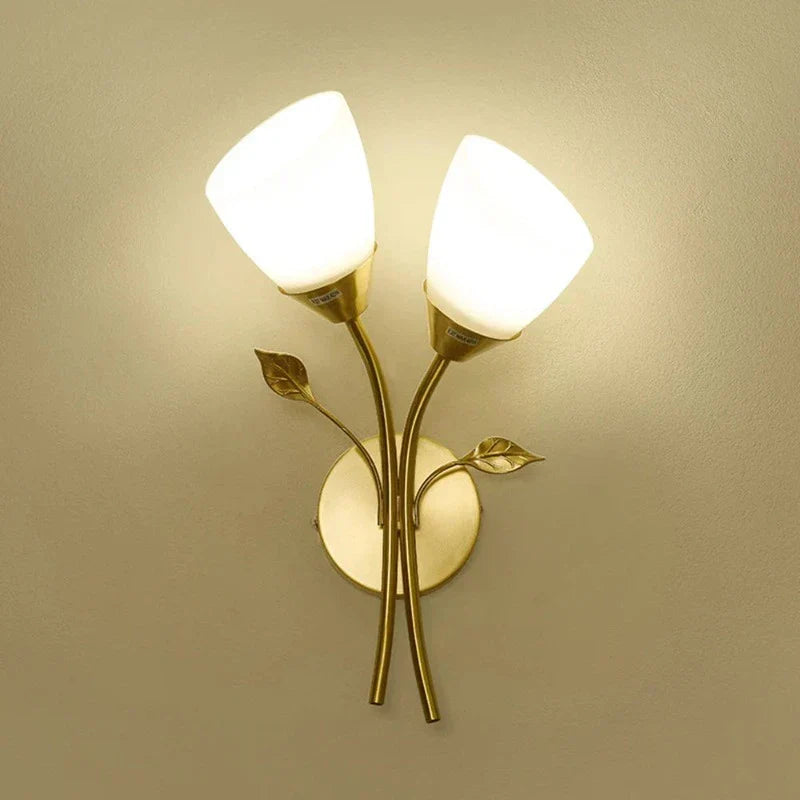 Botanical Wall Light Gold Leaf Design LED Sconce - Detailed view