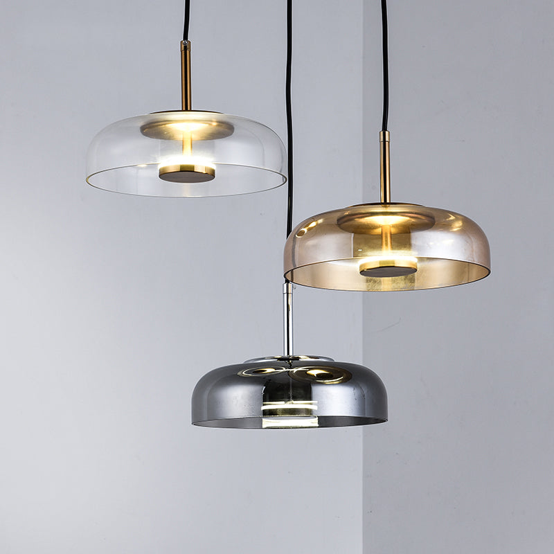 Modern Glass Pendant Light  Smoked Glass With Brass Accents - Product detail 7