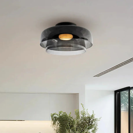 Modern Glass Ceiling Light  Layered Smoke Shade Design - Product detail 29