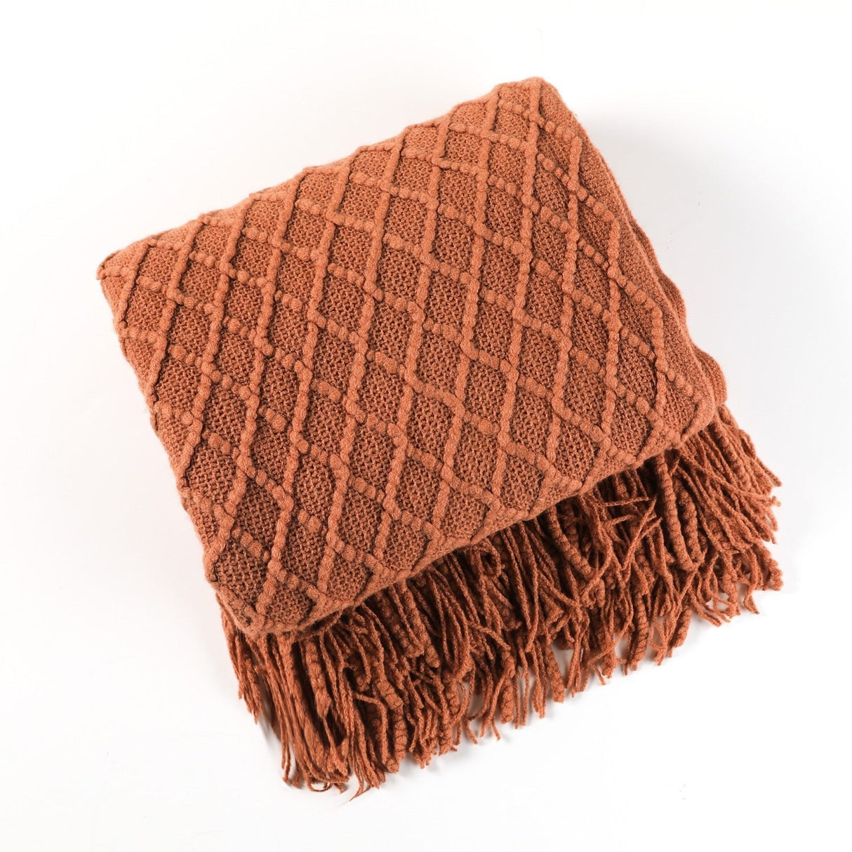 Knitted Throw Blanket Textured Cotton Weave with Tassels - Product detail 20