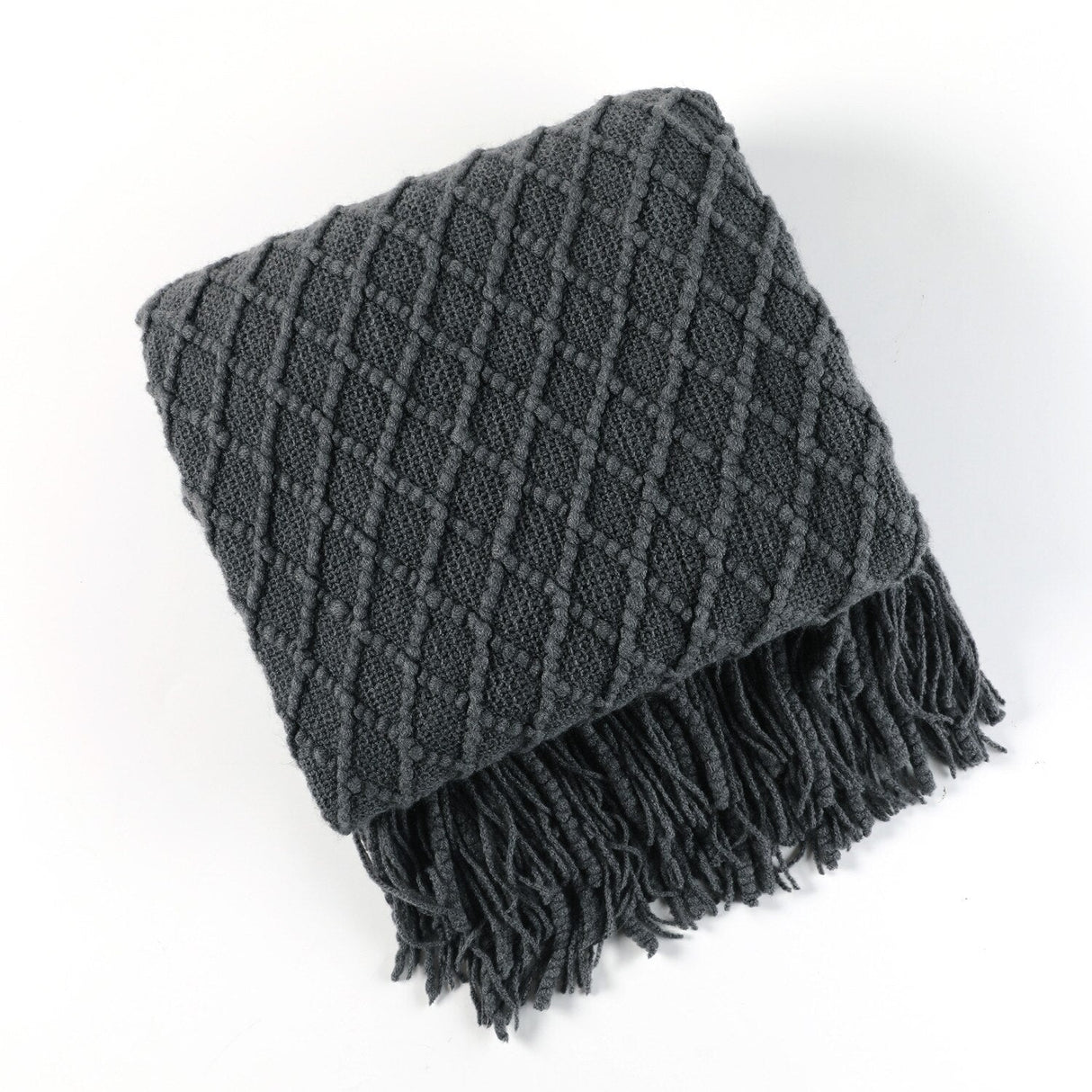 Knitted Throw Blanket Textured Cotton Weave with Tassels - Product detail 21